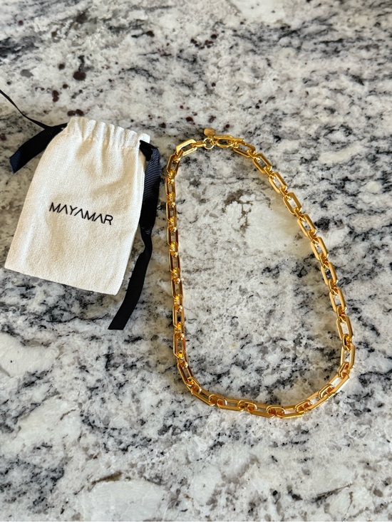 Mayamar Jewelry - MAYAMAR 24K Gold Plated Chunky Flat Paperclip Link Toggle Necklace